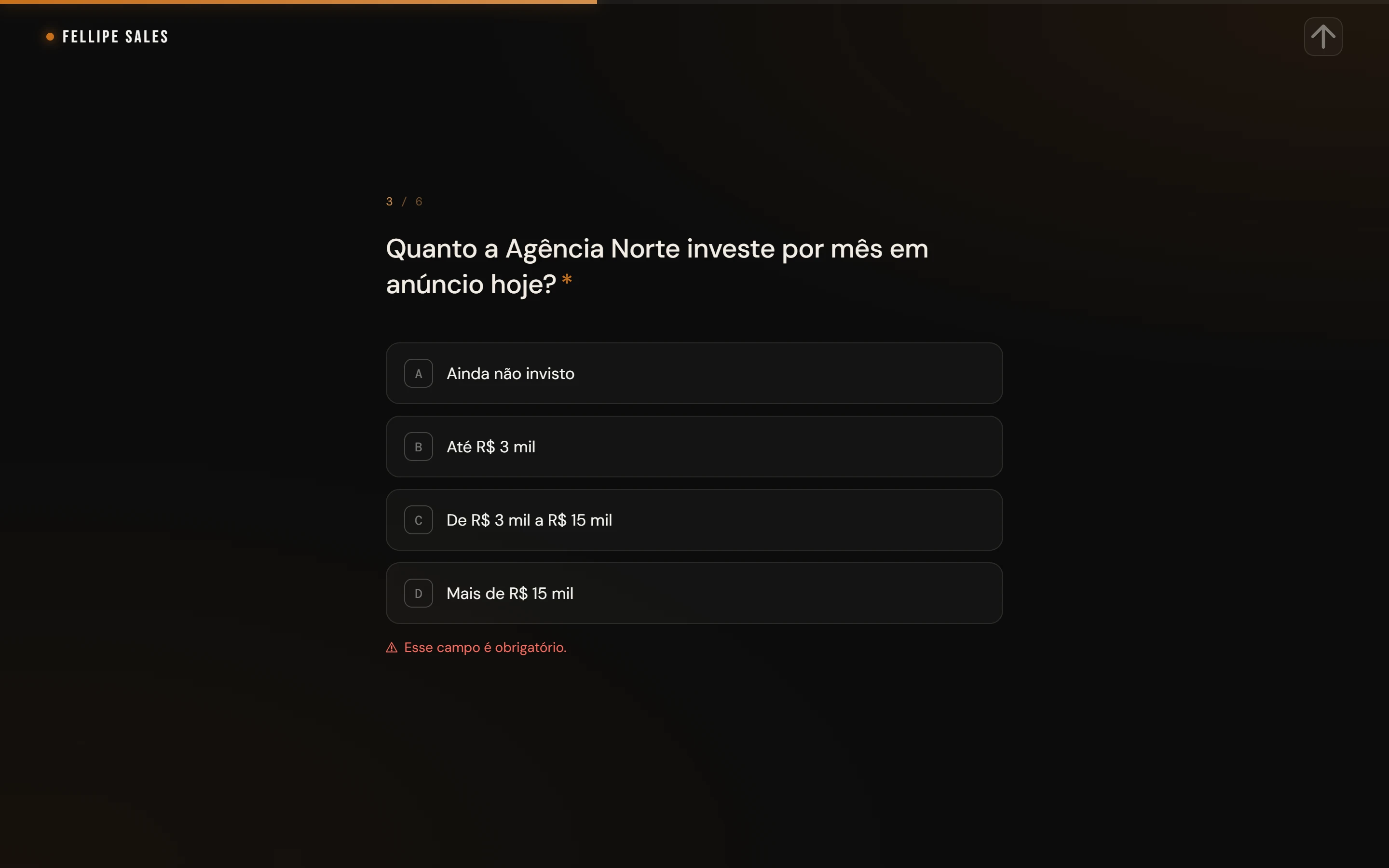 Pergunta de escolha única com atalhos de teclado